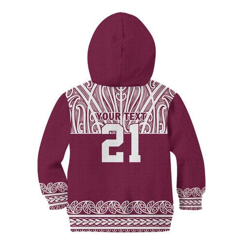Queensland Maori Nga Hau E Wha Custom Kid Hoodie Polynesian Maori Tribal Pattern