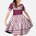Queensland Maori Nga Hau E Wha Custom Kid Short Sleeve Dress Polynesian Maori Tribal Pattern