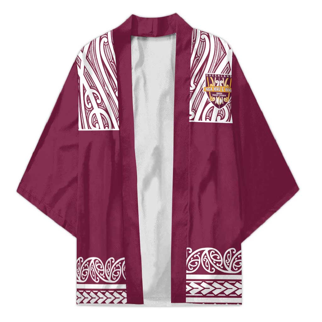 Queensland Maori Nga Hau E Wha Custom Kimono Polynesian Maori Tribal Pattern - Aussie Hoodie