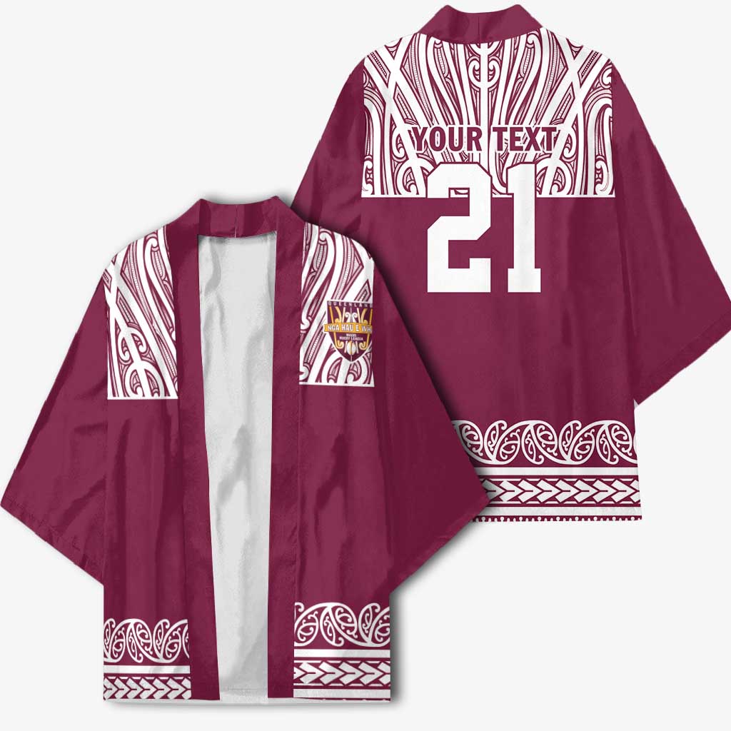 Queensland Maori Nga Hau E Wha Custom Kimono Polynesian Maori Tribal Pattern - Aussie Hoodie