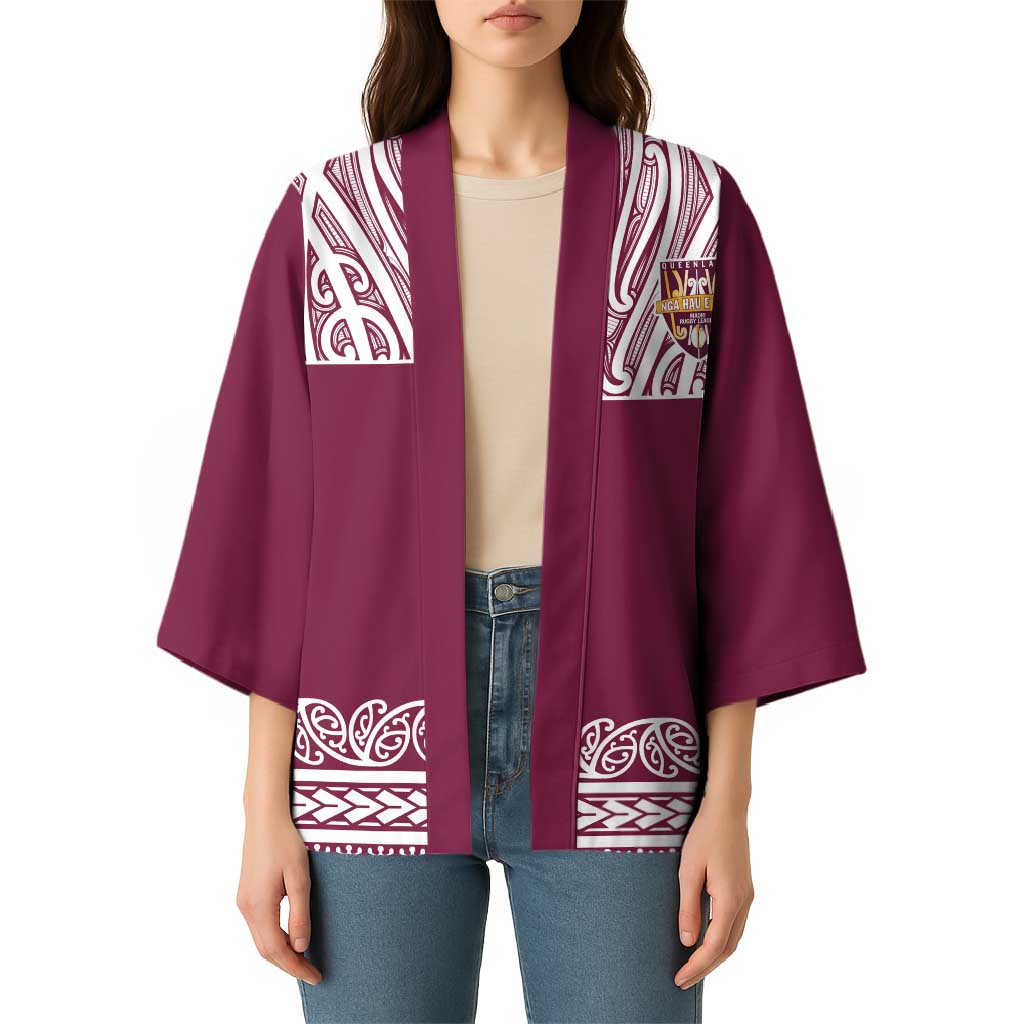 Queensland Maori Nga Hau E Wha Custom Kimono Polynesian Maori Tribal Pattern - Aussie Hoodie