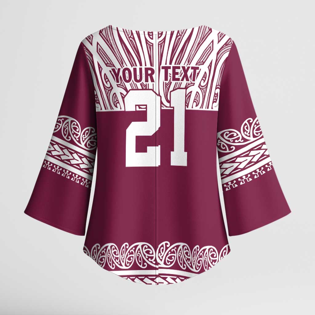 Queensland Maori Nga Hau E Wha Custom Kimono Sleeve Blouse Polynesian Maori Tribal Pattern - Aussie Hoodie