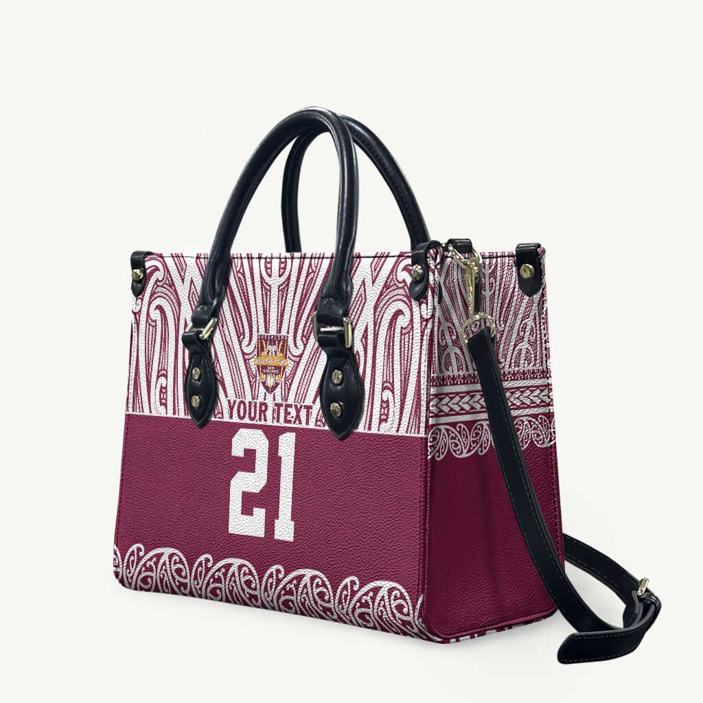 Queensland Maori Nga Hau E Wha Custom Leather Bag Polynesian Maori Tribal Pattern - Aussie Hoodie