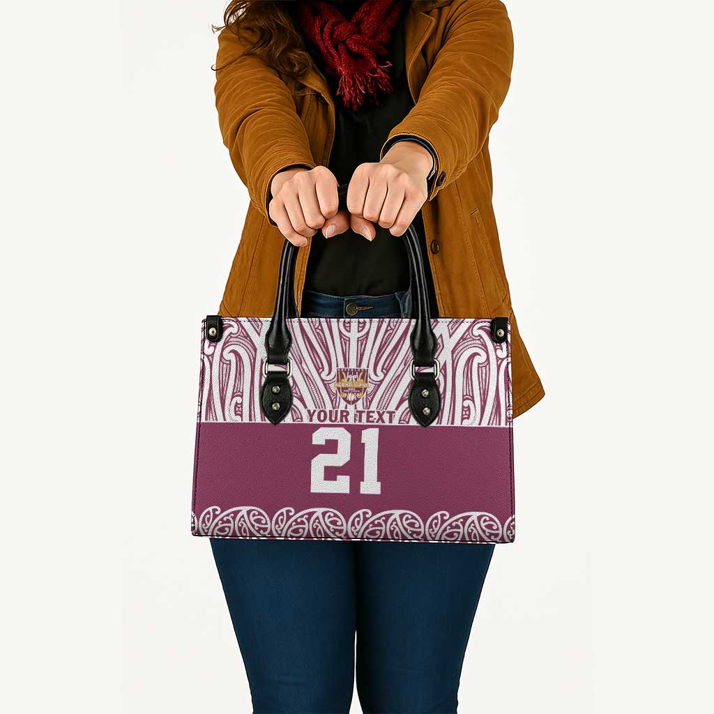 Queensland Maori Nga Hau E Wha Custom Leather Bag Polynesian Maori Tribal Pattern - Aussie Hoodie