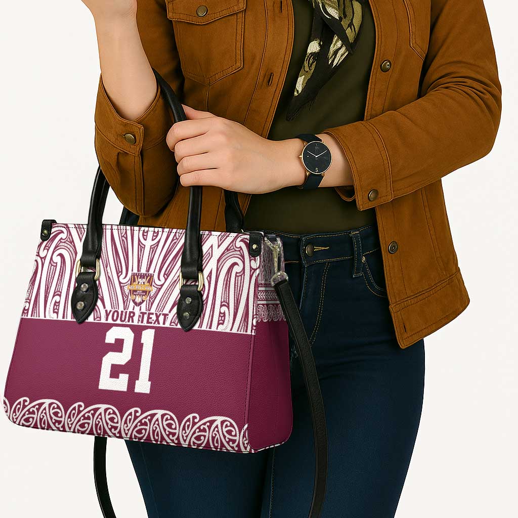 Queensland Maori Nga Hau E Wha Custom Leather Bag Polynesian Maori Tribal Pattern - Aussie Hoodie