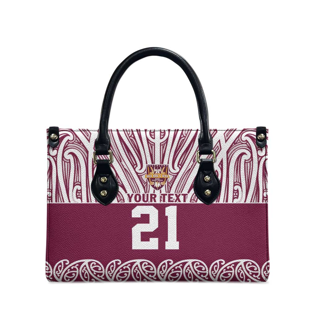 Queensland Maori Nga Hau E Wha Custom Leather Bag Polynesian Maori Tribal Pattern - Aussie Hoodie