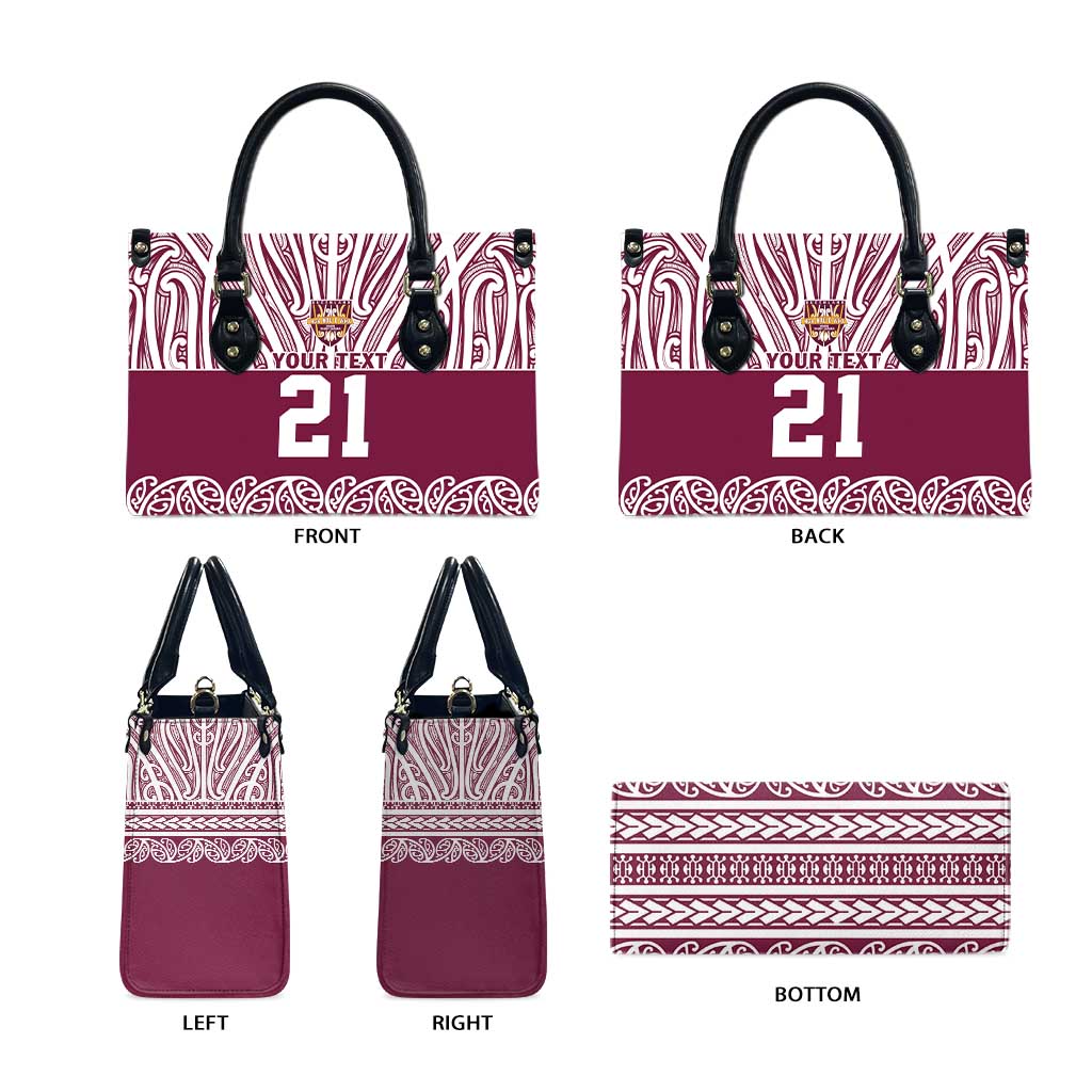 Queensland Maori Nga Hau E Wha Custom Leather Bag Polynesian Maori Tribal Pattern - Aussie Hoodie