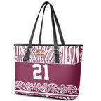 Queensland Maori Nga Hau E Wha Custom Leather Tote Bag Polynesian Maori Tribal Pattern
