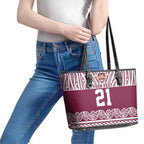 Queensland Maori Nga Hau E Wha Custom Leather Tote Bag Polynesian Maori Tribal Pattern
