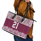 Queensland Maori Nga Hau E Wha Custom Leather Tote Bag Polynesian Maori Tribal Pattern