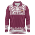 Queensland Maori Nga Hau E Wha Custom Long Sleeve Polo Shirt Polynesian Maori Tribal Pattern