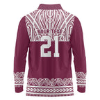 Queensland Maori Nga Hau E Wha Custom Long Sleeve Polo Shirt Polynesian Maori Tribal Pattern
