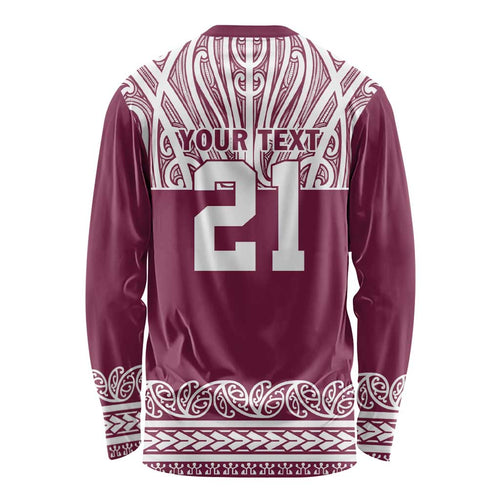 Queensland Maori Nga Hau E Wha Custom Long Sleeve Shirt Polynesian Maori Tribal Pattern