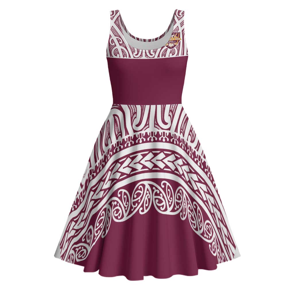 Queensland Maori Nga Hau E Wha Custom Midi Dress Polynesian Maori Tribal Pattern - Aussie Hoodie