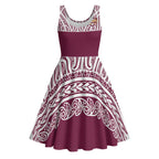 Queensland Maori Nga Hau E Wha Custom Midi Dress Polynesian Maori Tribal Pattern - Aussie Hoodie