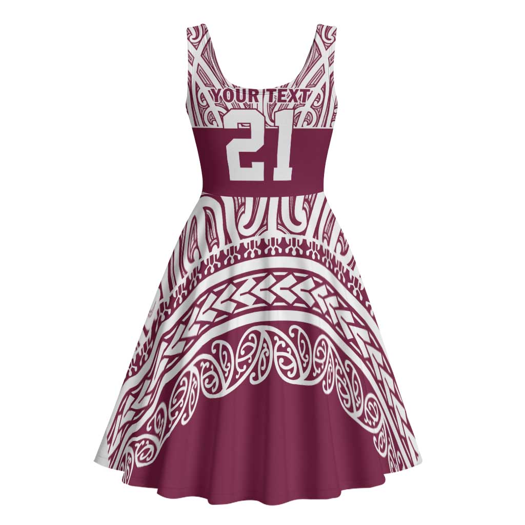 Queensland Maori Nga Hau E Wha Custom Midi Dress Polynesian Maori Tribal Pattern - Aussie Hoodie