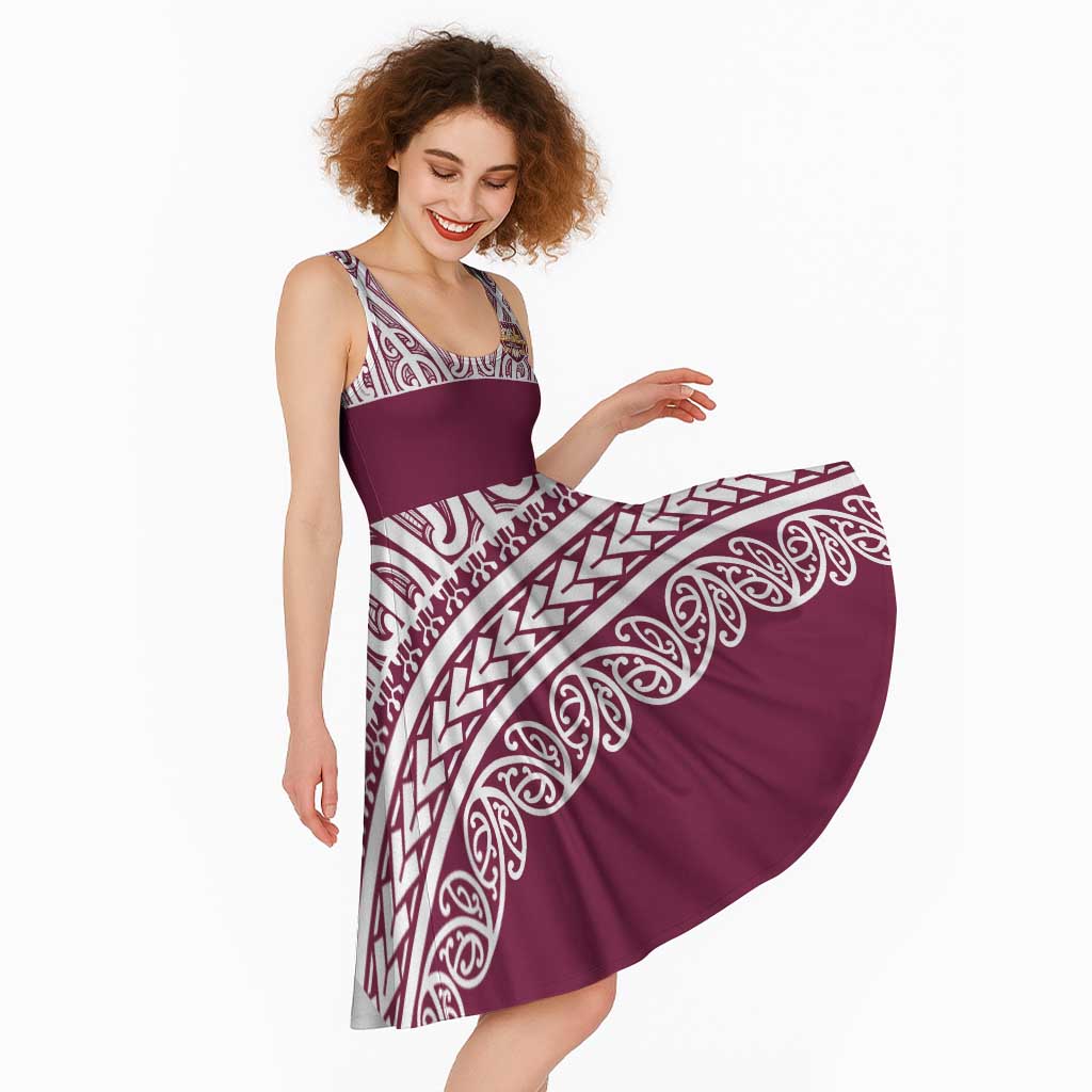 Queensland Maori Nga Hau E Wha Custom Midi Dress Polynesian Maori Tribal Pattern - Aussie Hoodie