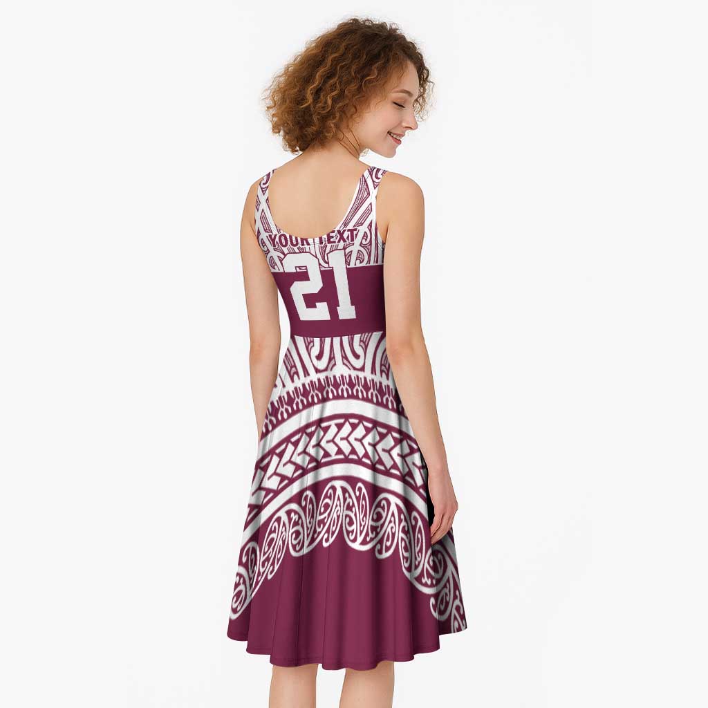 Queensland Maori Nga Hau E Wha Custom Midi Dress Polynesian Maori Tribal Pattern - Aussie Hoodie