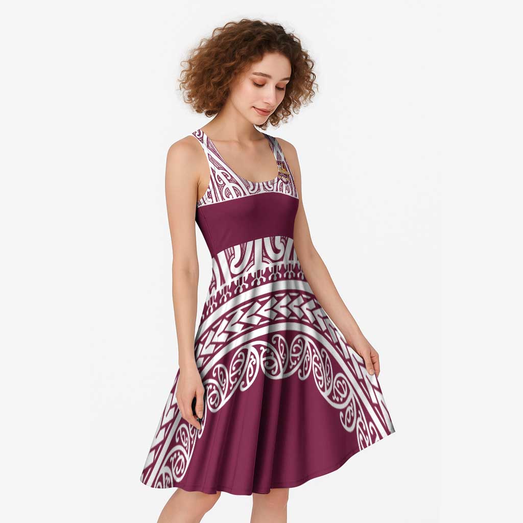 Queensland Maori Nga Hau E Wha Custom Midi Dress Polynesian Maori Tribal Pattern - Aussie Hoodie