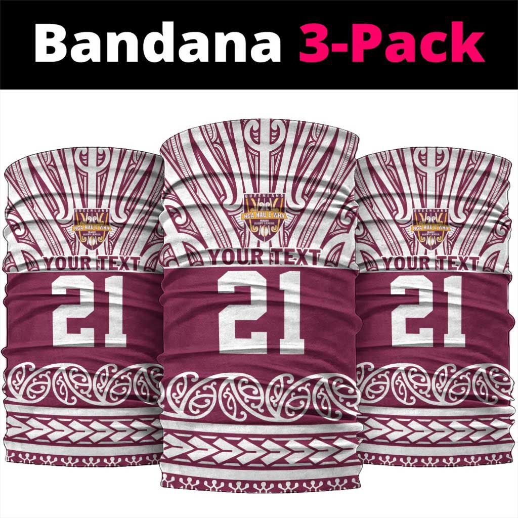Queensland Maori Nga Hau E Wha Custom Neck Gaiter Polynesian Maori Tribal Pattern - Aussie Hoodie