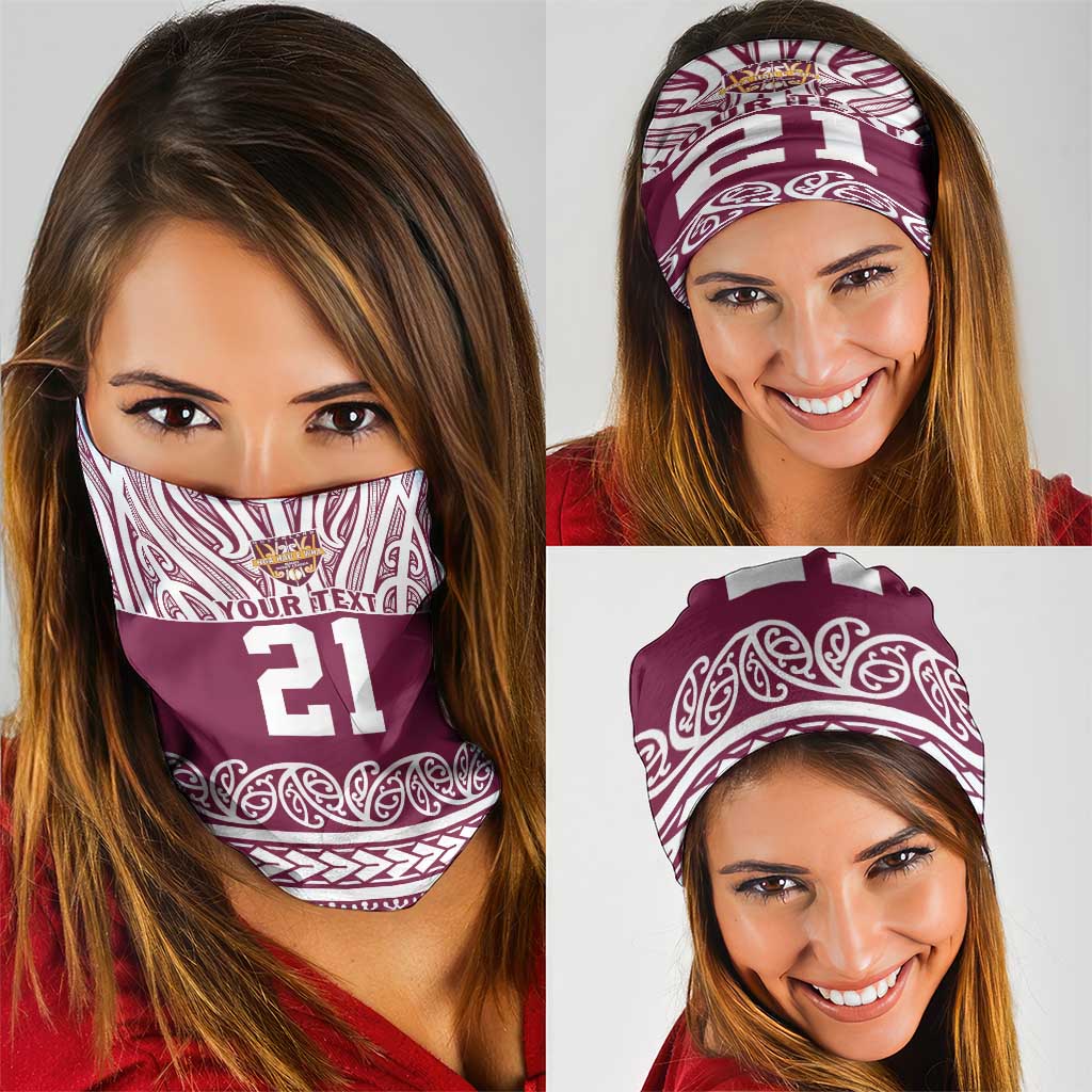 Queensland Maori Nga Hau E Wha Custom Neck Gaiter Polynesian Maori Tribal Pattern - Aussie Hoodie