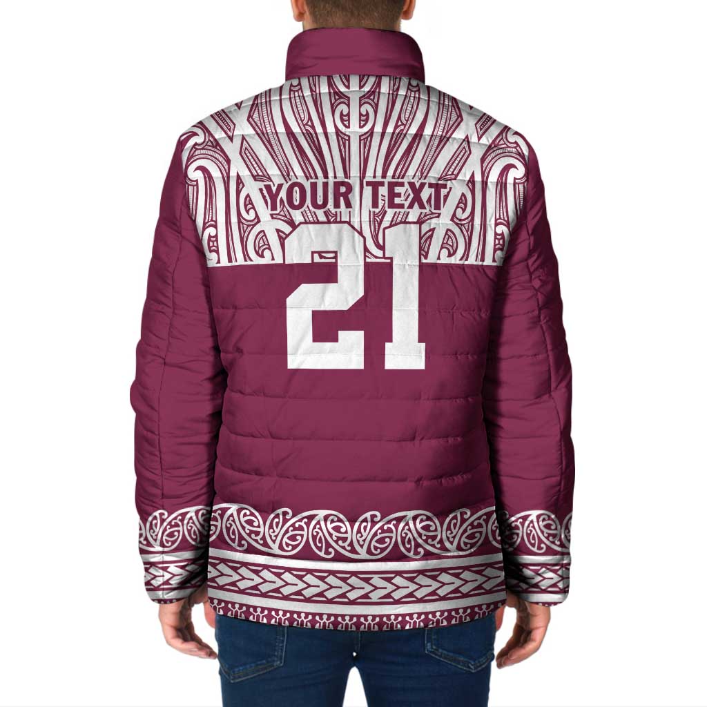 Queensland Maori Nga Hau E Wha Custom Padded Jacket Polynesian Maori Tribal Pattern - Aussie Hoodie