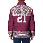 Queensland Maori Nga Hau E Wha Custom Padded Jacket Polynesian Maori Tribal Pattern - Aussie Hoodie
