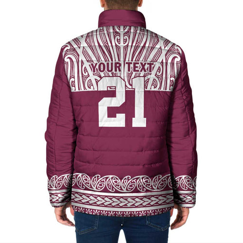 Queensland Maori Nga Hau E Wha Custom Padded Jacket Polynesian Maori Tribal Pattern - Aussie Hoodie