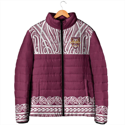 Queensland Maori Nga Hau E Wha Custom Padded Jacket Polynesian Maori Tribal Pattern - Aussie Hoodie