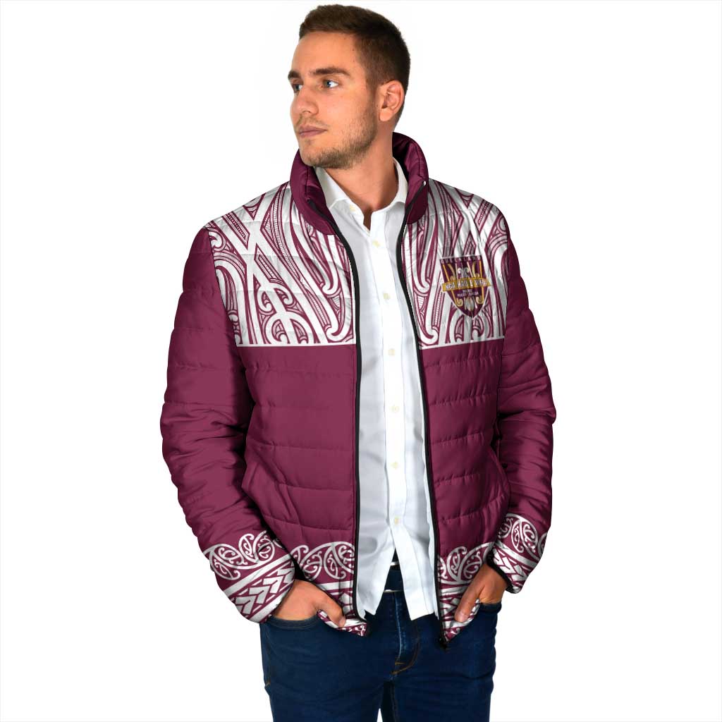 Queensland Maori Nga Hau E Wha Custom Padded Jacket Polynesian Maori Tribal Pattern - Aussie Hoodie