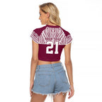 Queensland Maori Nga Hau E Wha Custom Raglan Cropped T Shirt Polynesian Maori Tribal Pattern