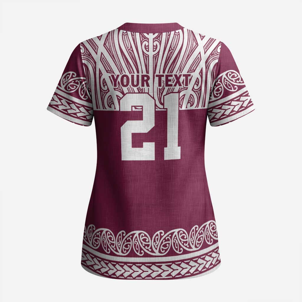 Queensland Maori Nga Hau E Wha Custom Scrub Top Polynesian Maori Tribal Pattern - Aussie Hoodie