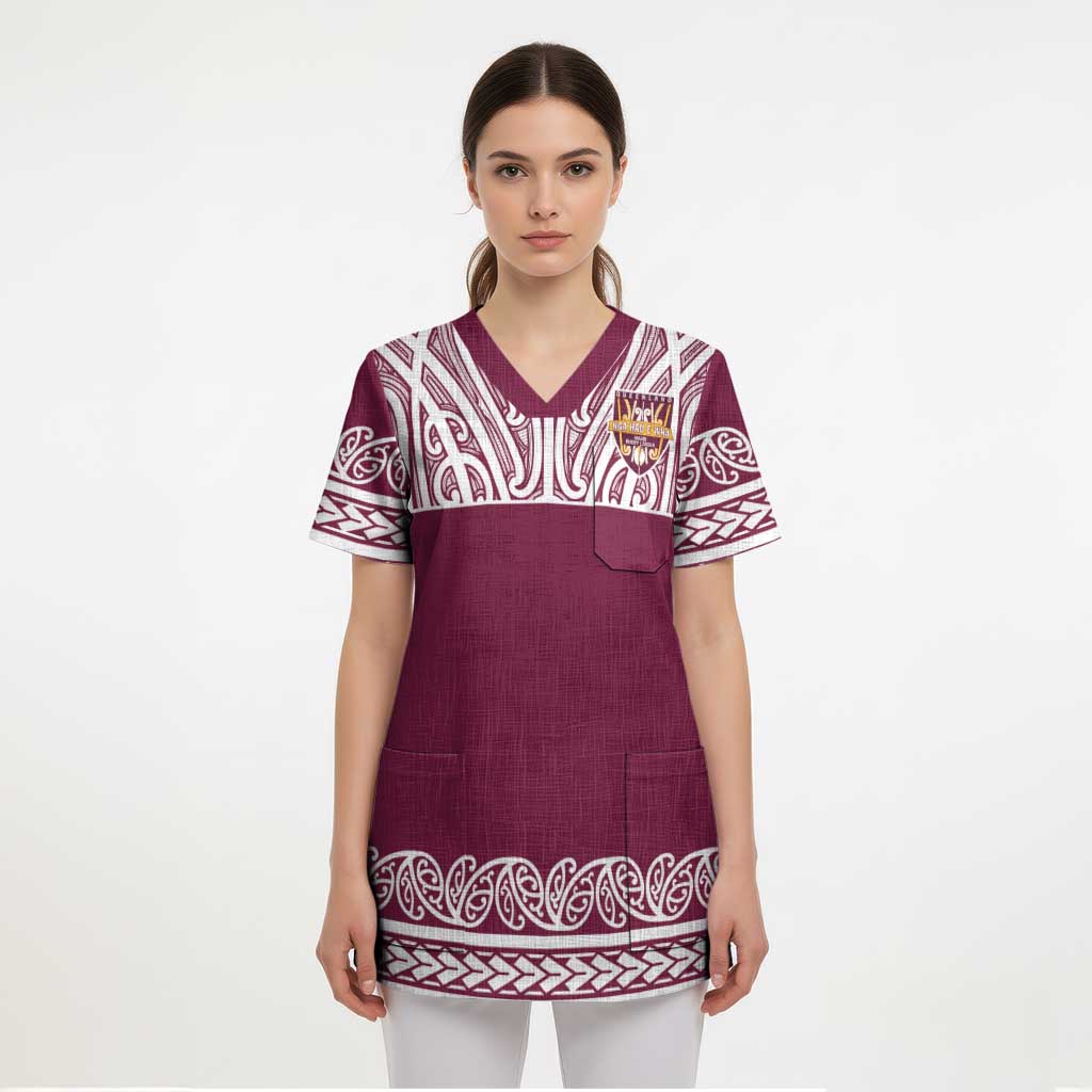 Queensland Maori Nga Hau E Wha Custom Scrub Top Polynesian Maori Tribal Pattern - Aussie Hoodie