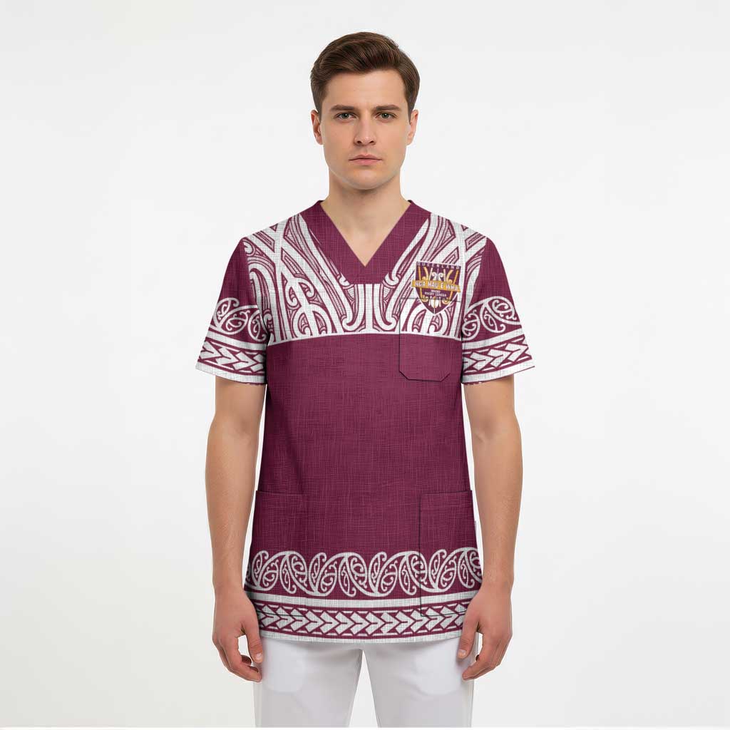 Queensland Maori Nga Hau E Wha Custom Scrub Top Polynesian Maori Tribal Pattern - Aussie Hoodie