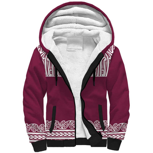 Queensland Maori Nga Hau E Wha Custom Sherpa Hoodie Polynesian Maori Tribal Pattern