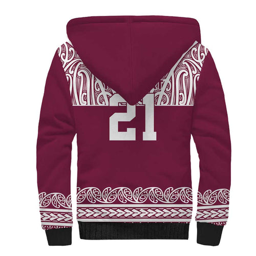Queensland Maori Nga Hau E Wha Custom Sherpa Hoodie Polynesian Maori Tribal Pattern
