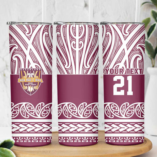 Queensland Maori Nga Hau E Wha Custom Skinny Tumbler Polynesian Maori Tribal Pattern