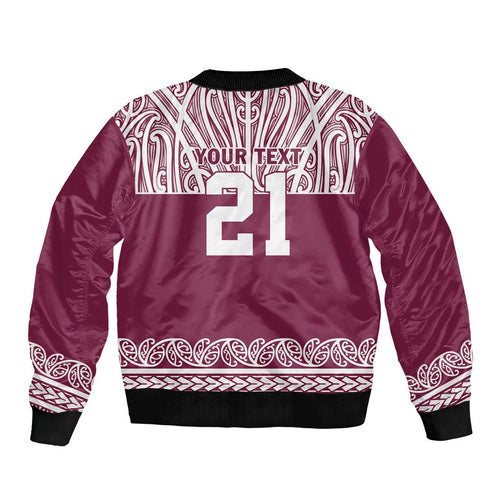 Queensland Maori Nga Hau E Wha Custom Sleeve Zip Bomber Jacket Polynesian Maori Tribal Pattern