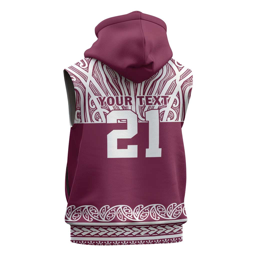 Queensland Maori Nga Hau E Wha Custom Sleeveless Hoodie Polynesian Maori Tribal Pattern - Aussie Hoodie