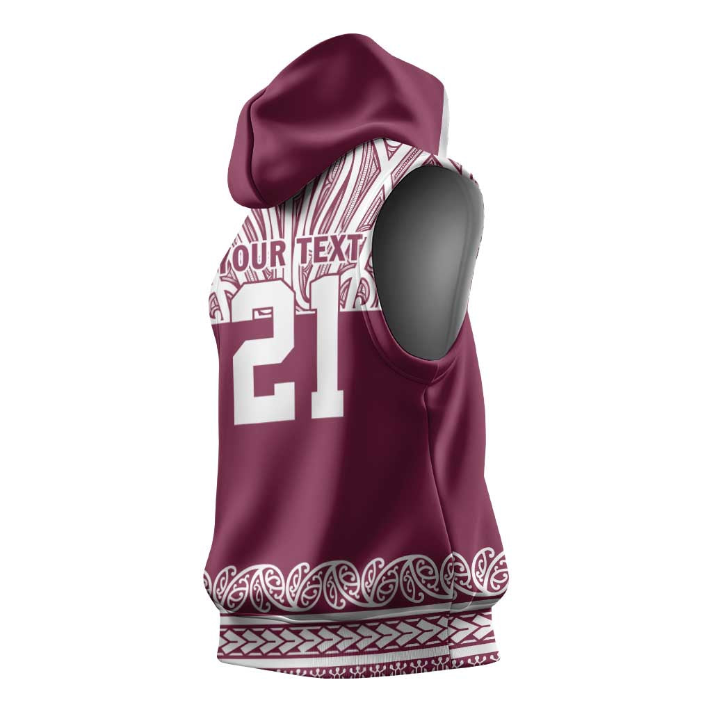 Queensland Maori Nga Hau E Wha Custom Sleeveless Hoodie Polynesian Maori Tribal Pattern - Aussie Hoodie