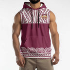 Queensland Maori Nga Hau E Wha Custom Sleeveless Hoodie Polynesian Maori Tribal Pattern - Aussie Hoodie