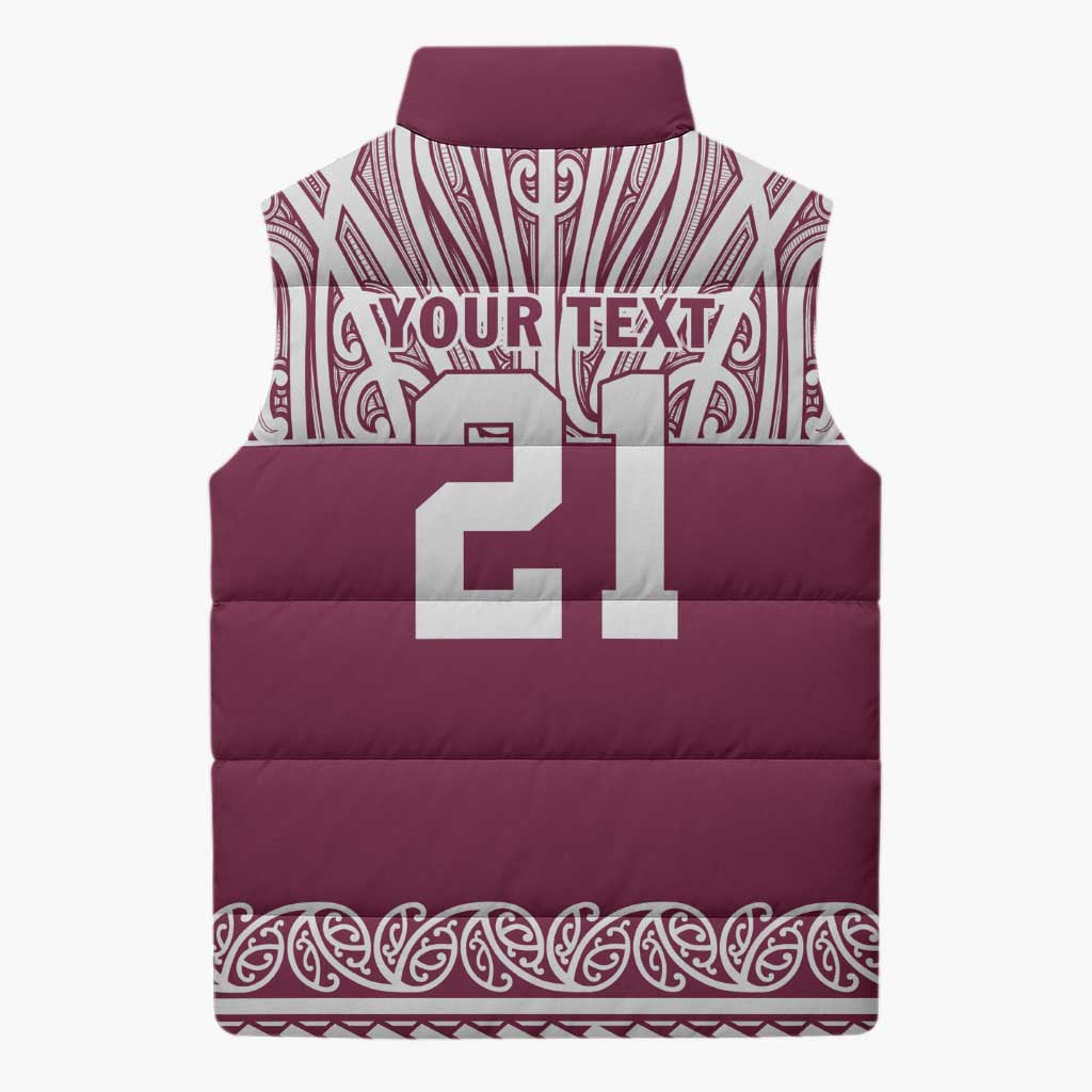 Queensland Maori Nga Hau E Wha Custom Sleeveless Puffer Jacket Polynesian Maori Tribal Pattern - Aussie Hoodie