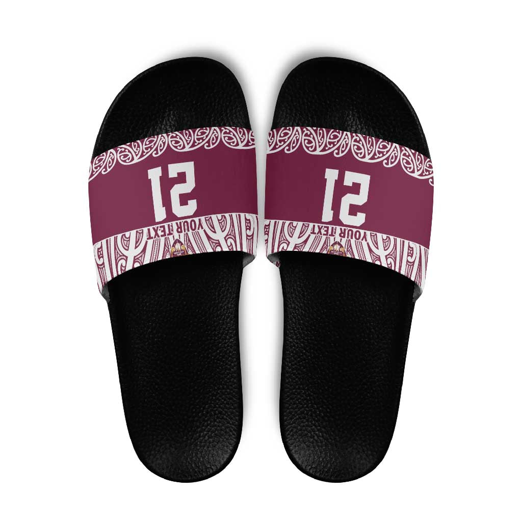 Queensland Maori Nga Hau E Wha Custom Slide Sandals Polynesian Maori Tribal Pattern - Aussie Hoodie