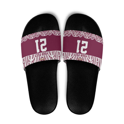 Queensland Maori Nga Hau E Wha Custom Slide Sandals Polynesian Maori Tribal Pattern - Aussie Hoodie