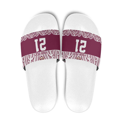 Queensland Maori Nga Hau E Wha Custom Slide Sandals Polynesian Maori Tribal Pattern - Aussie Hoodie