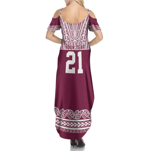 Queensland Maori Nga Hau E Wha Custom Summer Maxi Dress Polynesian Maori Tribal Pattern