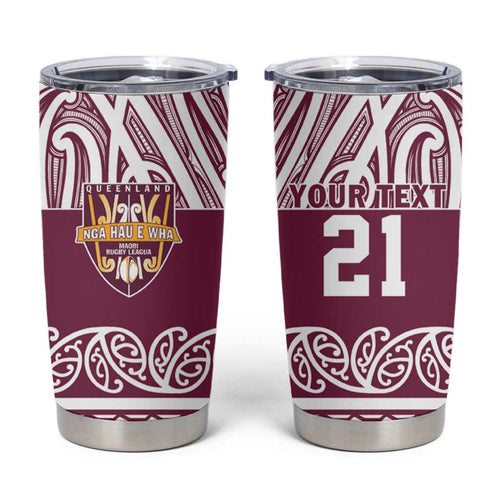 Queensland Maori Nga Hau E Wha Custom Tumbler Cup Polynesian Maori Tribal Pattern