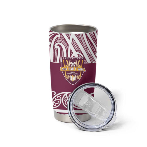 Queensland Maori Nga Hau E Wha Custom Tumbler Cup Polynesian Maori Tribal Pattern