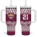 Queensland Maori Nga Hau E Wha Custom Tumbler With Handle Polynesian Maori Tribal Pattern