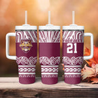 Queensland Maori Nga Hau E Wha Custom Tumbler With Handle Polynesian Maori Tribal Pattern